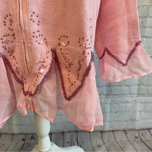 Storybook Knits “Soft Blush” Cardigan Sweater Limited Edition Beaded SZ 3XL - Picture 3 of 11